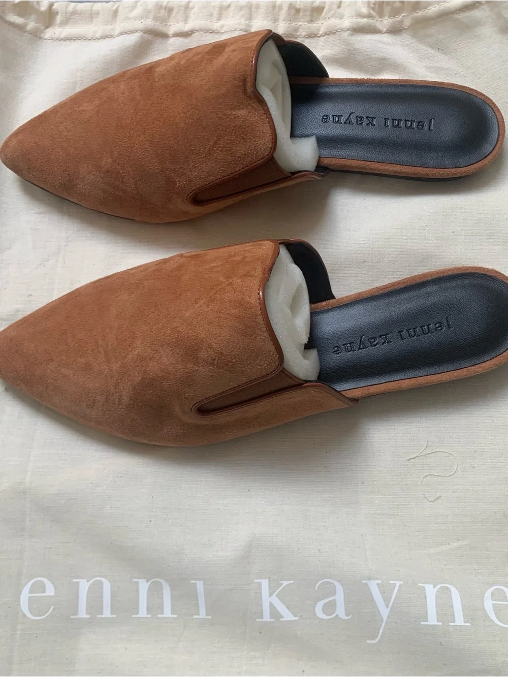 Jenni Kayne Chestnut Suede Pointed Slip-On Mules